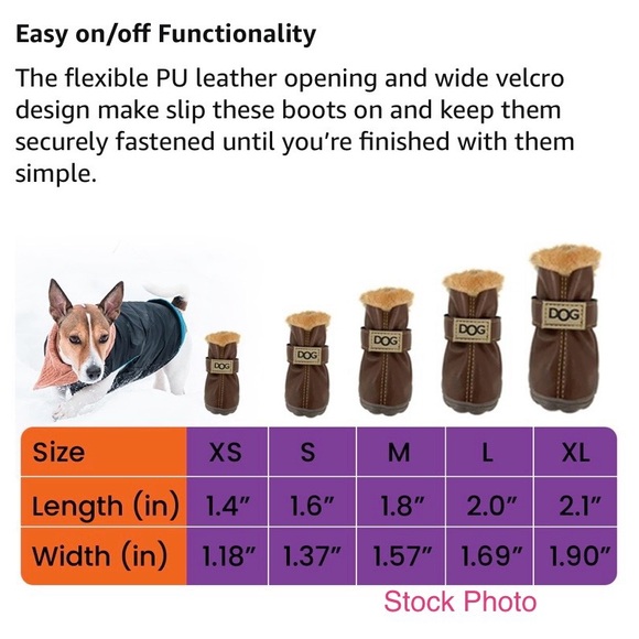 NEW Dog Boots by PAW ROLL•Pink•Lined With Soft Faux Fur•Velcro Closure - Picture 5 of 10